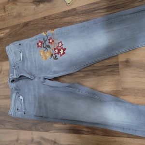 Zara Grey embroidered jeans size 6